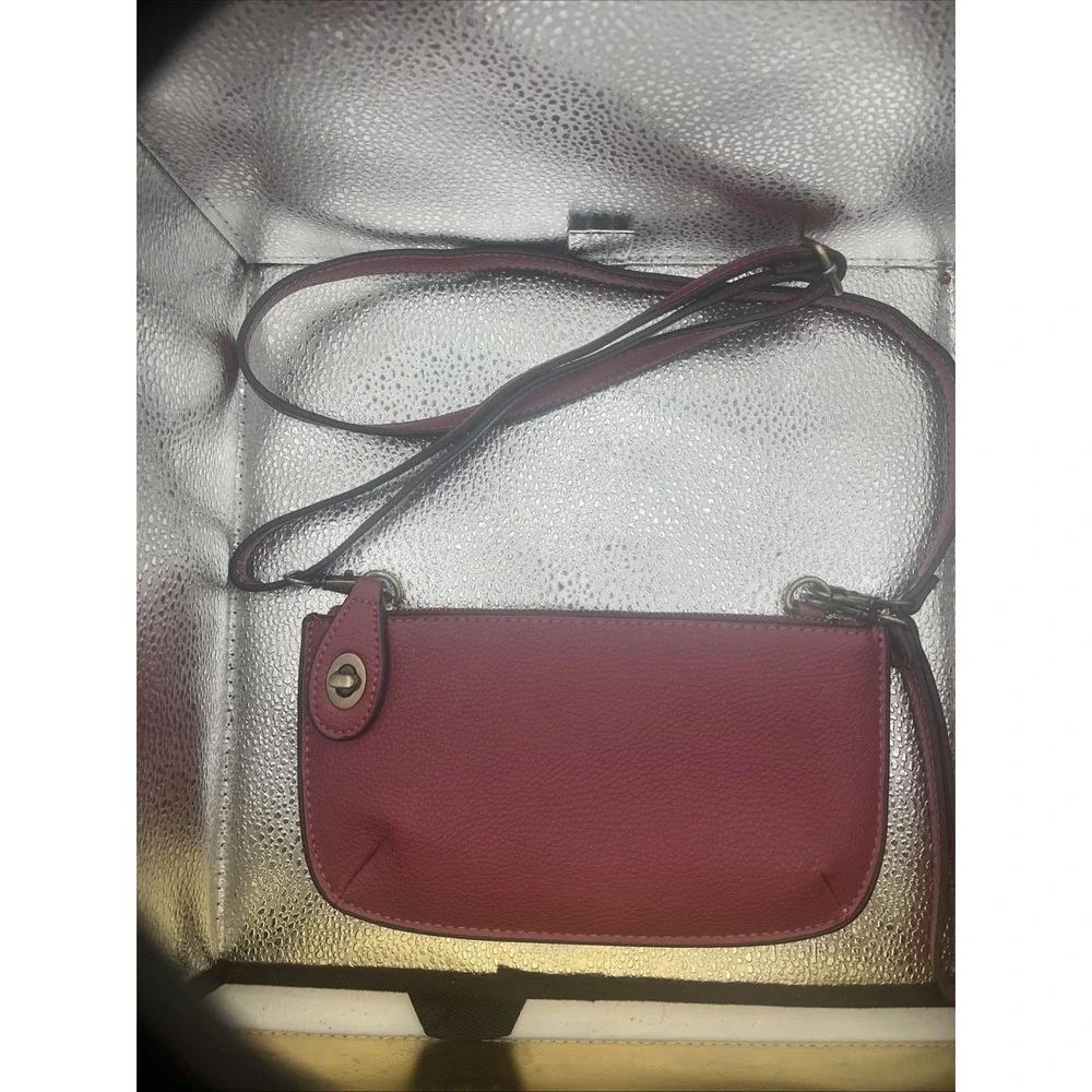 Joy Susan Women's Vegan Leather Wristlet Crossbody Clutch Bag Hot Pink W/ strap - Picture 4 of 16